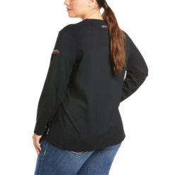 Ariat® Ladies Fire Resistant AC Black Crew Shirt 10025382 -Ariat Shop 10025382 back plus