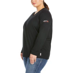 Ariat® Ladies Fire Resistant AC Black Crew Shirt 10025382 -Ariat Shop 10025382 front plus