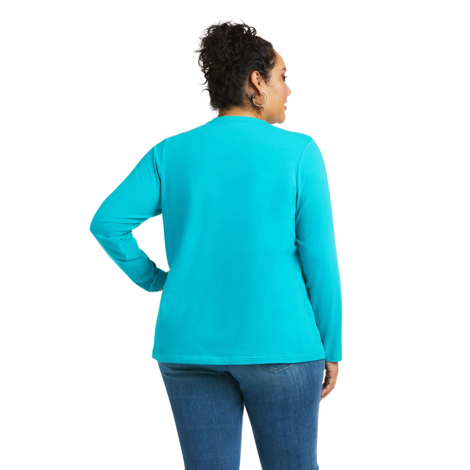 Ariat Ladies REAL Long Sleeve Lake Blue Logo Tee 10037524 4 Ariat Ladies REAL Long Sleeve Lake Blue Logo Tee 10037524 - Image 4