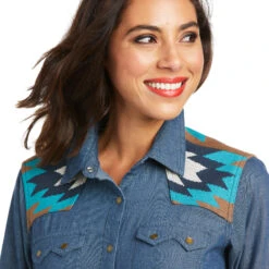 Ariat Ladies REAL Vivacious Indigo Denim Button Down Shirt 10037584 -Ariat Shop 10037584 01