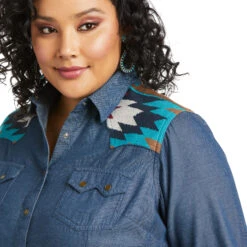 Ariat Ladies REAL Vivacious Indigo Denim Button Down Shirt 10037584 -Ariat Shop 10037584 01 plus
