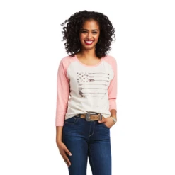 Ariat® Ladies Arrow Raglan 3/4 Shirt Oatmeal Heather Shirt 10039824