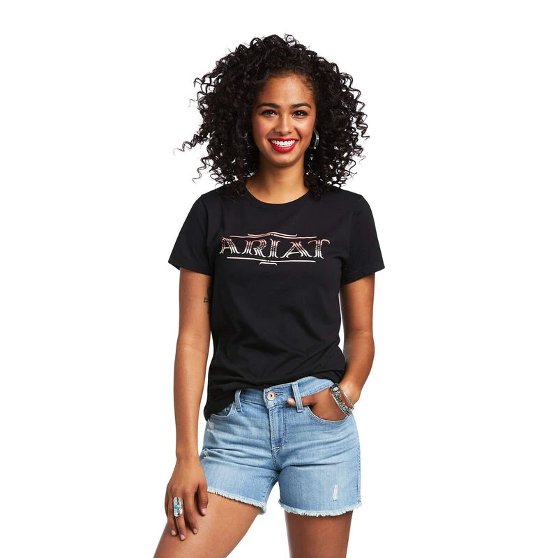Ariat® Ladies Serape Style Short Sleeve Black T-Shirt 10039974 1 Ariat® Ladies Serape Style Short Sleeve Black T-Shirt 10039974