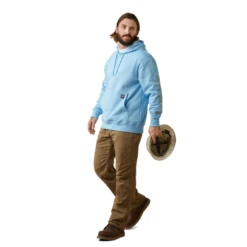 Ariat® Men's Rebar Graphic Heather Canal Blue Pullover Hoodie 10043589 -Ariat Shop 10043589b