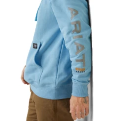 Ariat® Men's Rebar Graphic Heather Canal Blue Pullover Hoodie 10043589 -Ariat Shop 10043589c