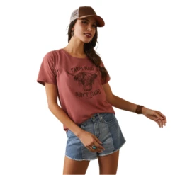 Ariat® Ladies " Farm Hair Don't Care" Graphic Red Clay T-Shirt 10044613
