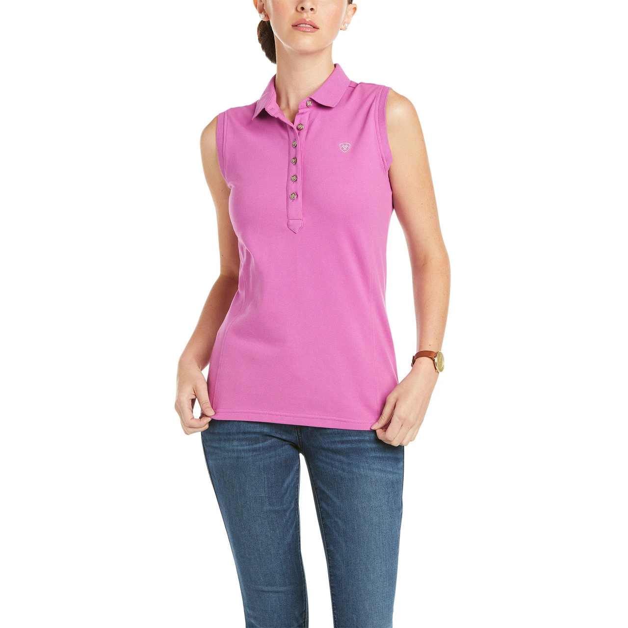 Ariat Ladies Prix 2.0 Sleeveless Meadow Mauve Polo Shirt 10034998 1 Ariat Ladies Prix 2.0 Sleeveless Meadow Mauve Polo Shirt 10034998