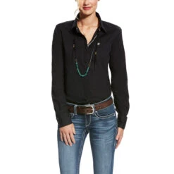 Ariat® Ladies Kirby Stretch Shirt Black Long Sleeve Button Up 10022056