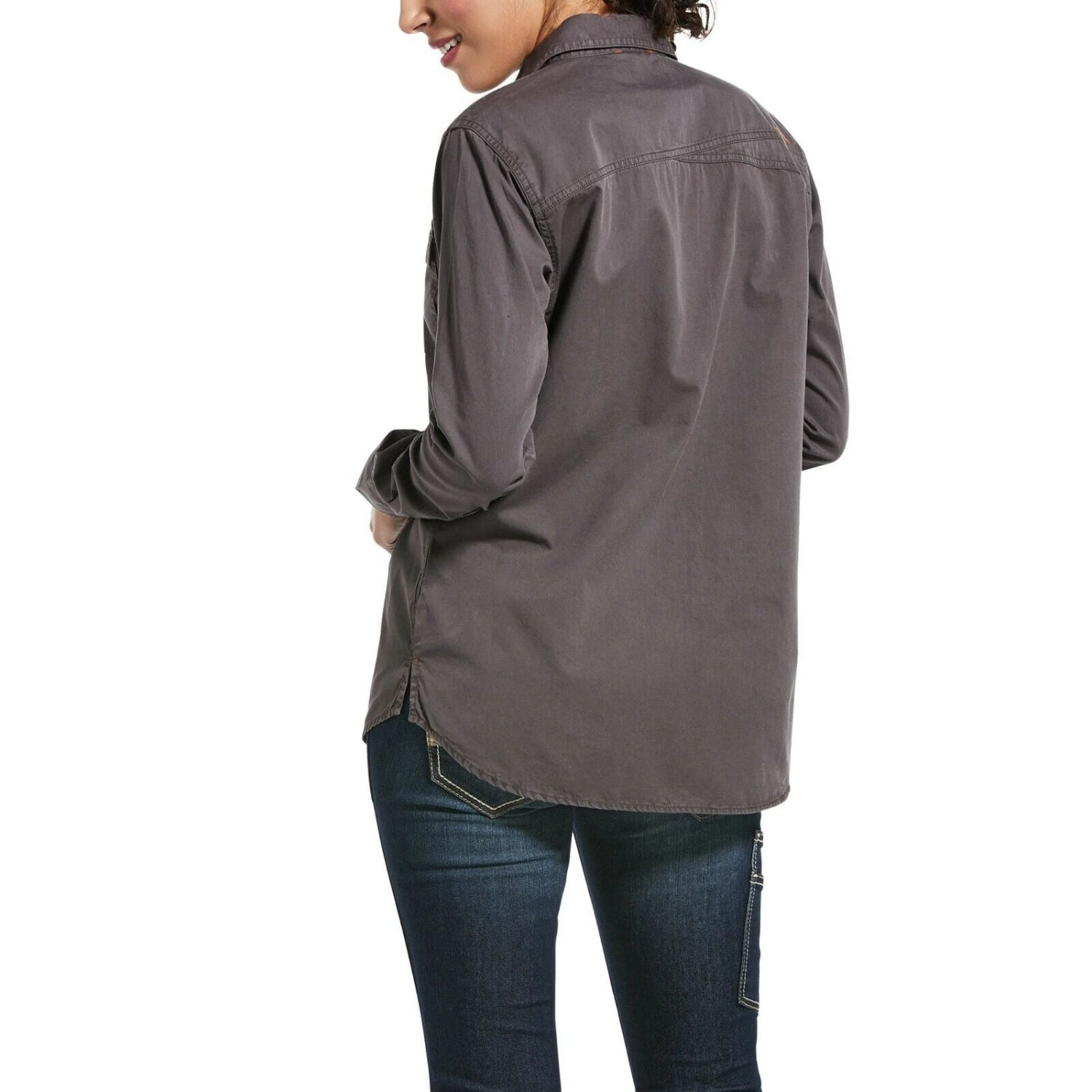 Ariat® Ladies Rebar™ Washed Twill Greyi Button-Up Work Shirt 10032884 2 Ariat® Ladies Rebar™ Washed Twill Greyi Button-Up Work Shirt 10032884 - Image 2