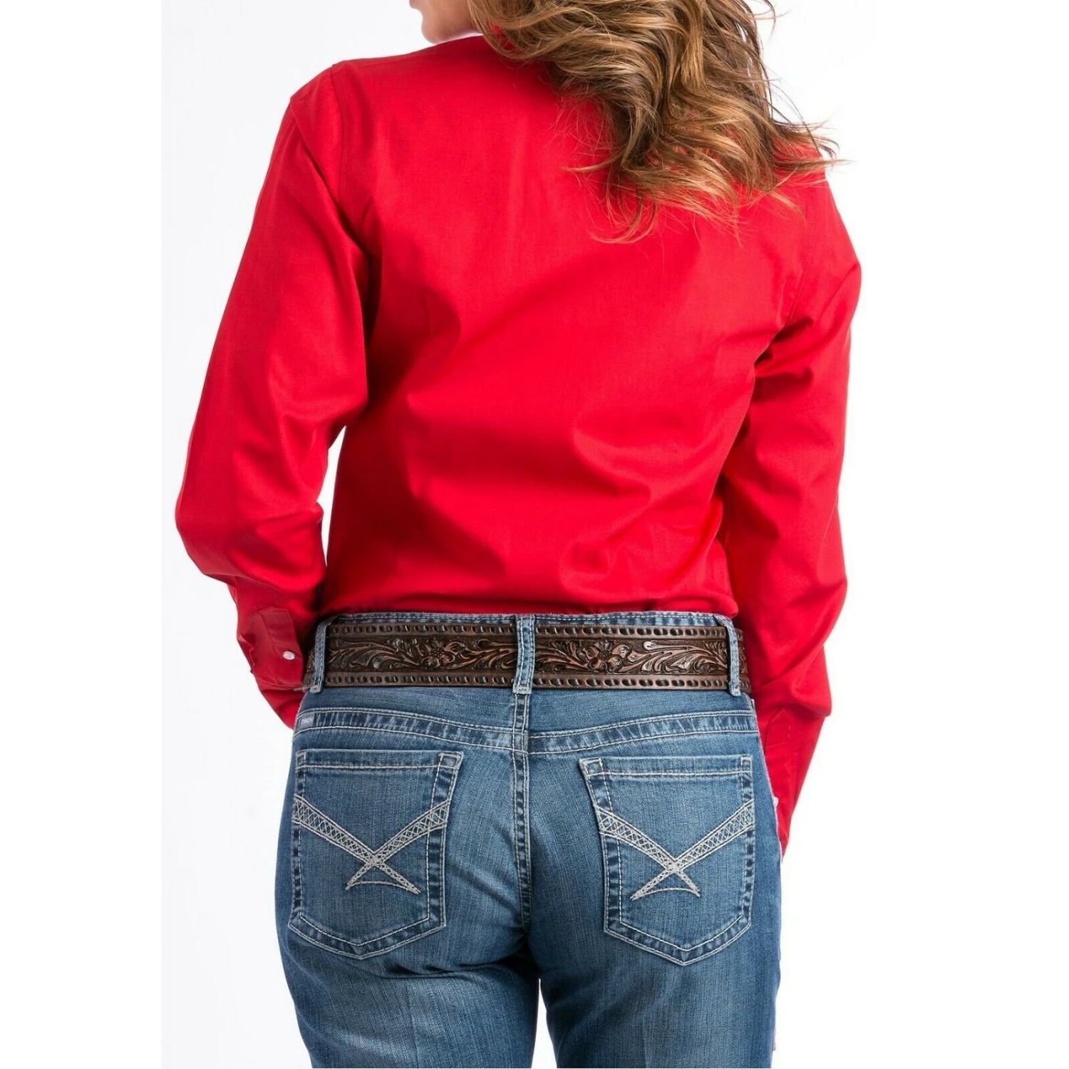 Cinch Ladies Solid Red Button-Down Shirt MSW9164032 3 Cinch Ladies Solid Red Button-Down Shirt MSW9164032 - Image 3