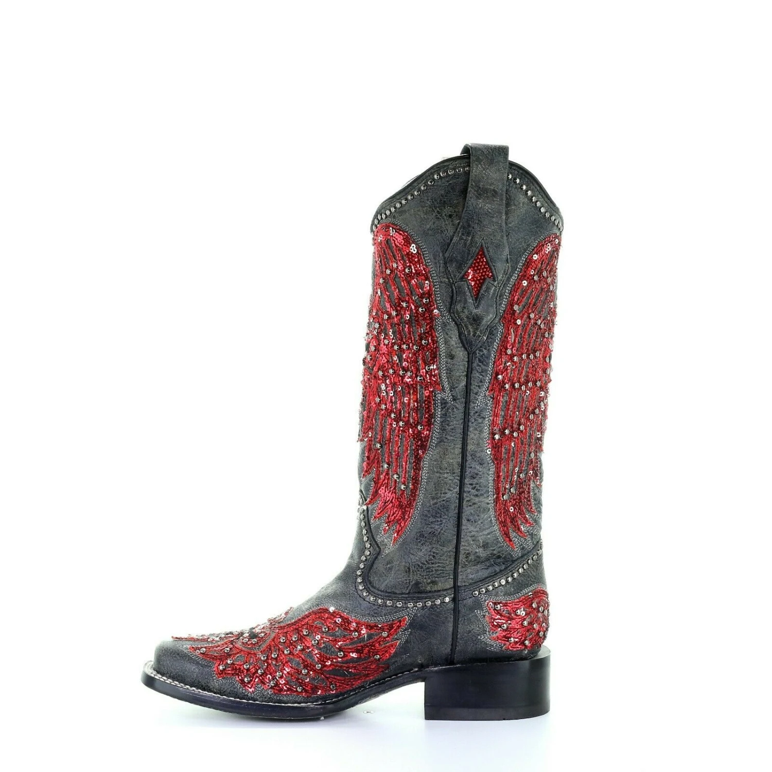 Corral Boots Corral Ladies Black & Red Wings, Cross Overlay & Studs Boots A3744 4 Corral Boots Corral Ladies Black & Red Wings, Cross Overlay & Studs Boots A3744 - Image 4