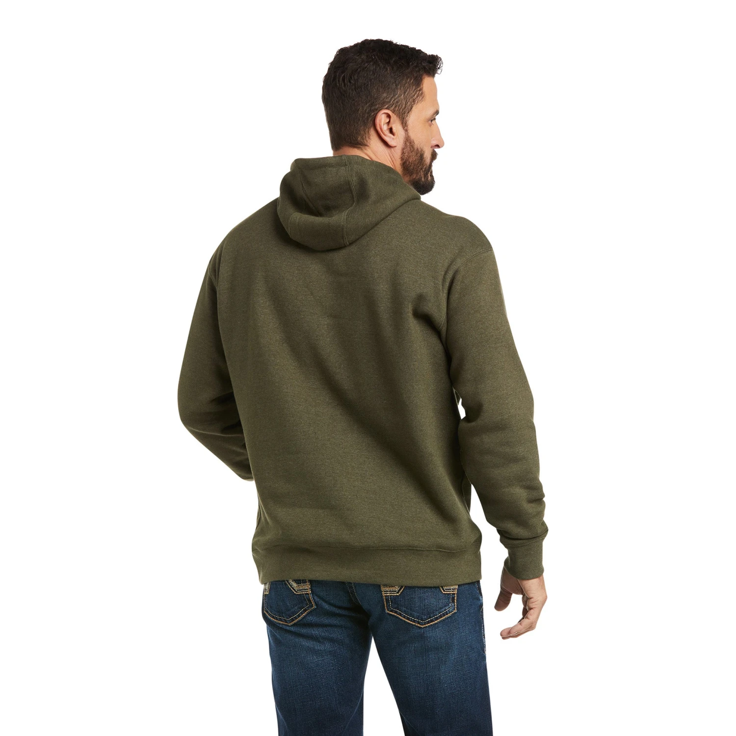 Ariat Men's Basic Brine Olive Double American Flag Hoodie 10037529 2 Ariat Men's Basic Brine Olive Double American Flag Hoodie 10037529 - Image 2