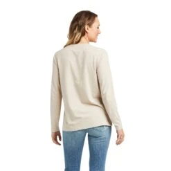 Ariat® Ladies REAL Logo Flourish LS Heather Oatmeal T-Shirt 10036965 -Ariat Shop F21 WMS WEST 10036965 back