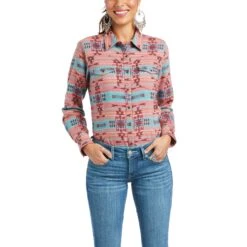 Ariat Ladies REAL Ravishing Aztec Red Button Down Shirt 10037708