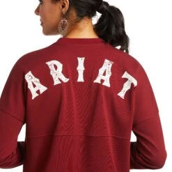 Ariat® Ladies REAL Over Sized Long Sleeve Rhubarb T-Shirt 10037960 -Ariat Shop F21 WMS WEST 10037960 detail01