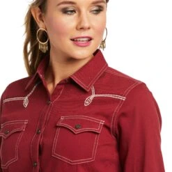Ariat Ladies REAL Classic Twill Long Sleeve Rhubarb Shirt 10038066 9 Ariat Ladies REAL Classic Twill Long Sleeve Rhubarb Shirt 10038066 -Ariat Shop F21 WMS WEST 10038066 detail01