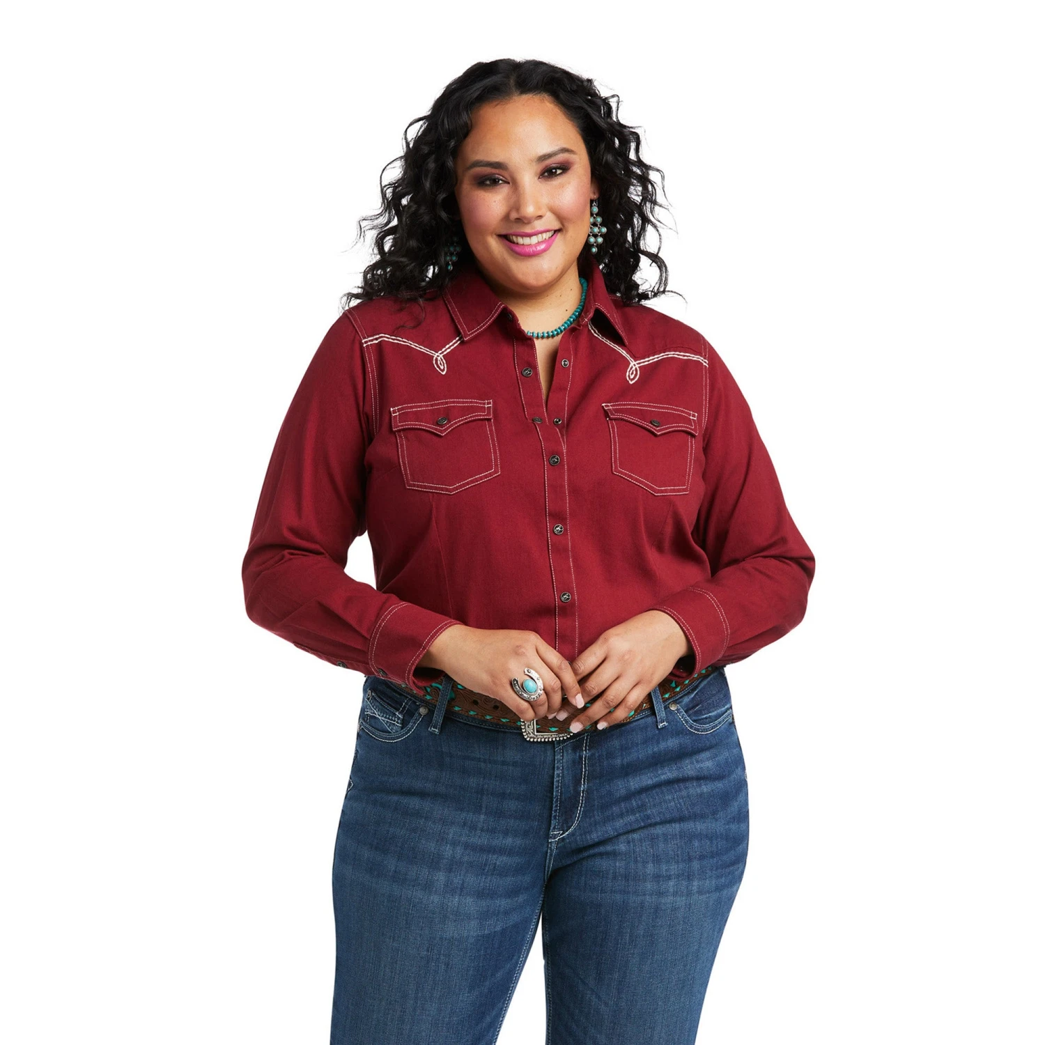 Ariat Ladies REAL Classic Twill Long Sleeve Rhubarb Shirt 10038066 2 Ariat Ladies REAL Classic Twill Long Sleeve Rhubarb Shirt 10038066 - Image 2