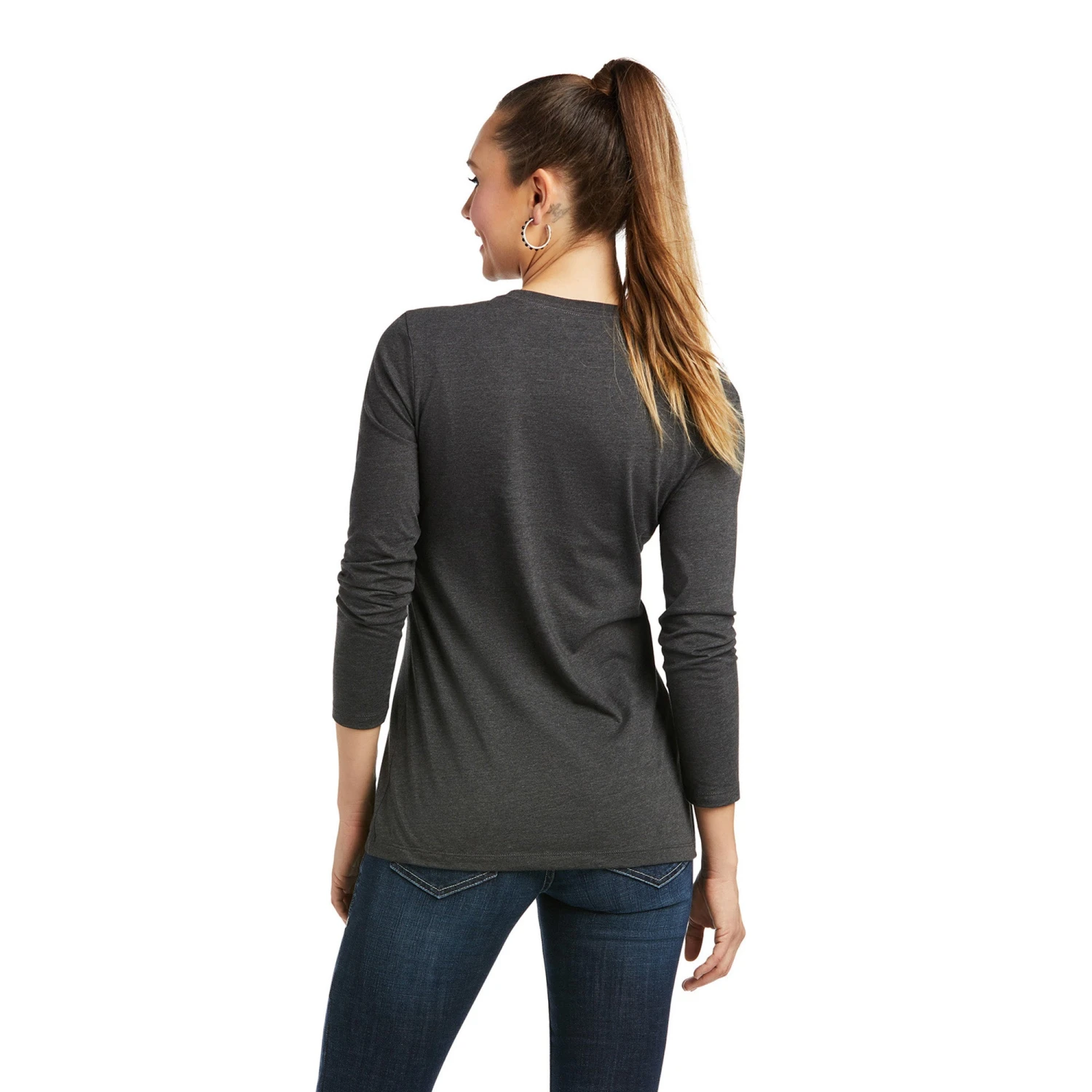 Ariat® Ladies Serape Long Sleeve Charcoal Heather T-Shirt 10038637 2 Ariat® Ladies Serape Long Sleeve Charcoal Heather T-Shirt 10038637 - Image 2