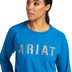 Ariat® Ladies Rebar CottonStrong™ Mykonos Blue T-Shirt 10037434 7 Ariat® Ladies Rebar CottonStrong™ Mykonos Blue T-Shirt 10037434 -Ariat Shop F21 WMS WORK 10037434 detail01