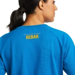 Ariat® Ladies Rebar CottonStrong™ Mykonos Blue T-Shirt 10037434 6 Ariat® Ladies Rebar CottonStrong™ Mykonos Blue T-Shirt 10037434 -Ariat Shop F21 WMS WORK 10037434 detail02