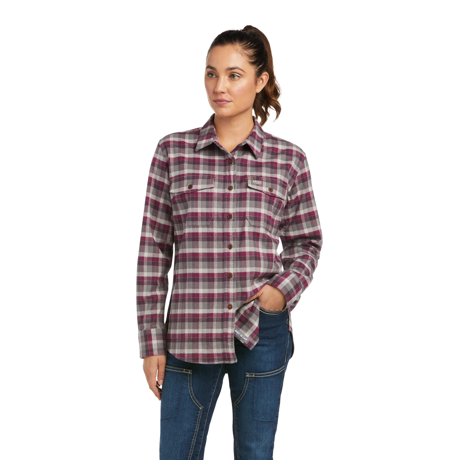 Ariat® Ladies Rebar DuraStretch™ Flannel Plaid Work Shirt 10037475 1 Ariat® Ladies Rebar DuraStretch™ Flannel Plaid Work Shirt 10037475