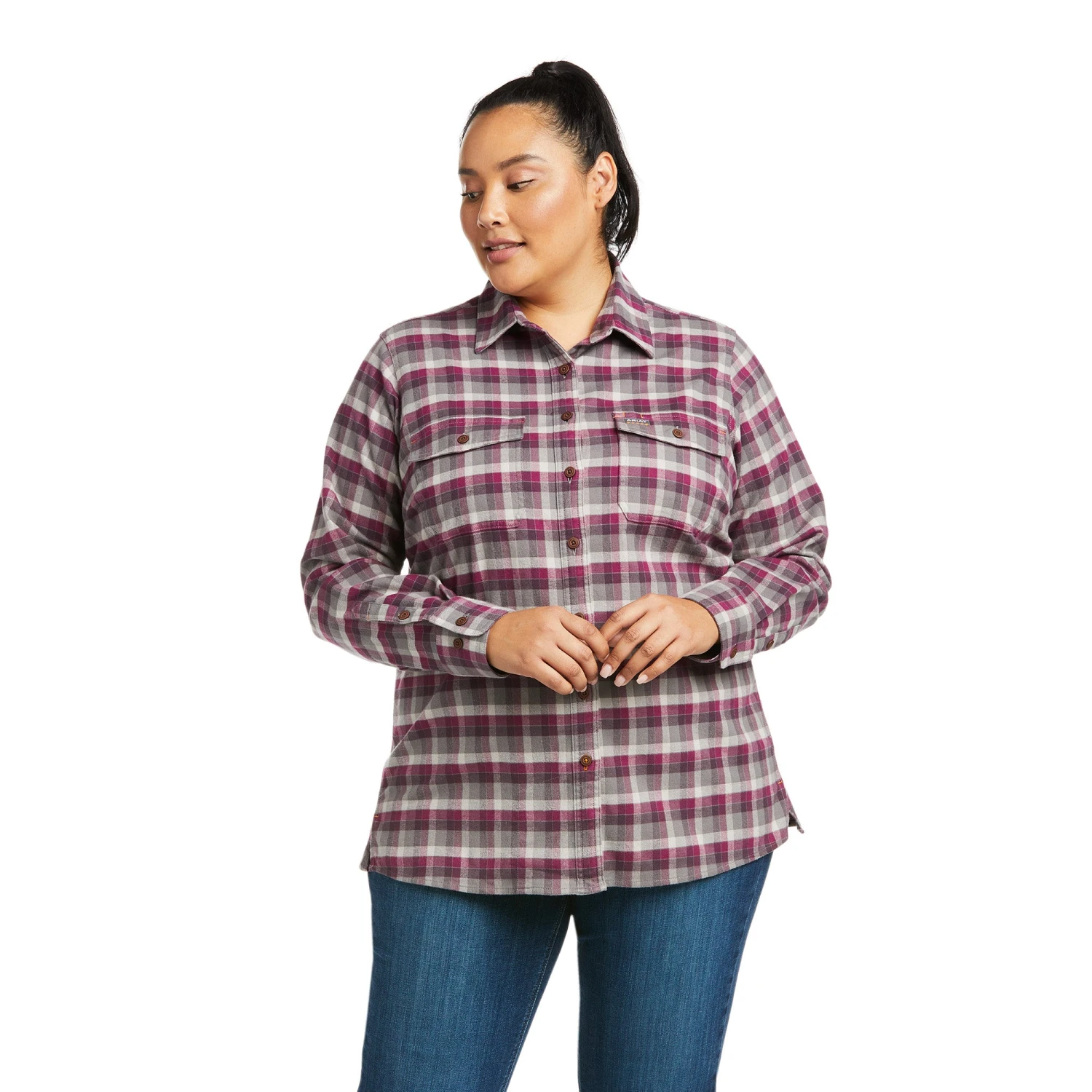 Ariat® Ladies Rebar DuraStretch™ Flannel Plaid Work Shirt 10037475 4 Ariat® Ladies Rebar DuraStretch™ Flannel Plaid Work Shirt 10037475 - Image 4
