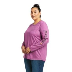 Ariat® Ladies Rebar Workman Logo Amethyst Long Sleeve T-Shirt 10037656 7 Ariat® Ladies Rebar Workman Logo Amethyst Long Sleeve T-Shirt 10037656 -Ariat Shop F21 WMS WORK 10037656 front plus