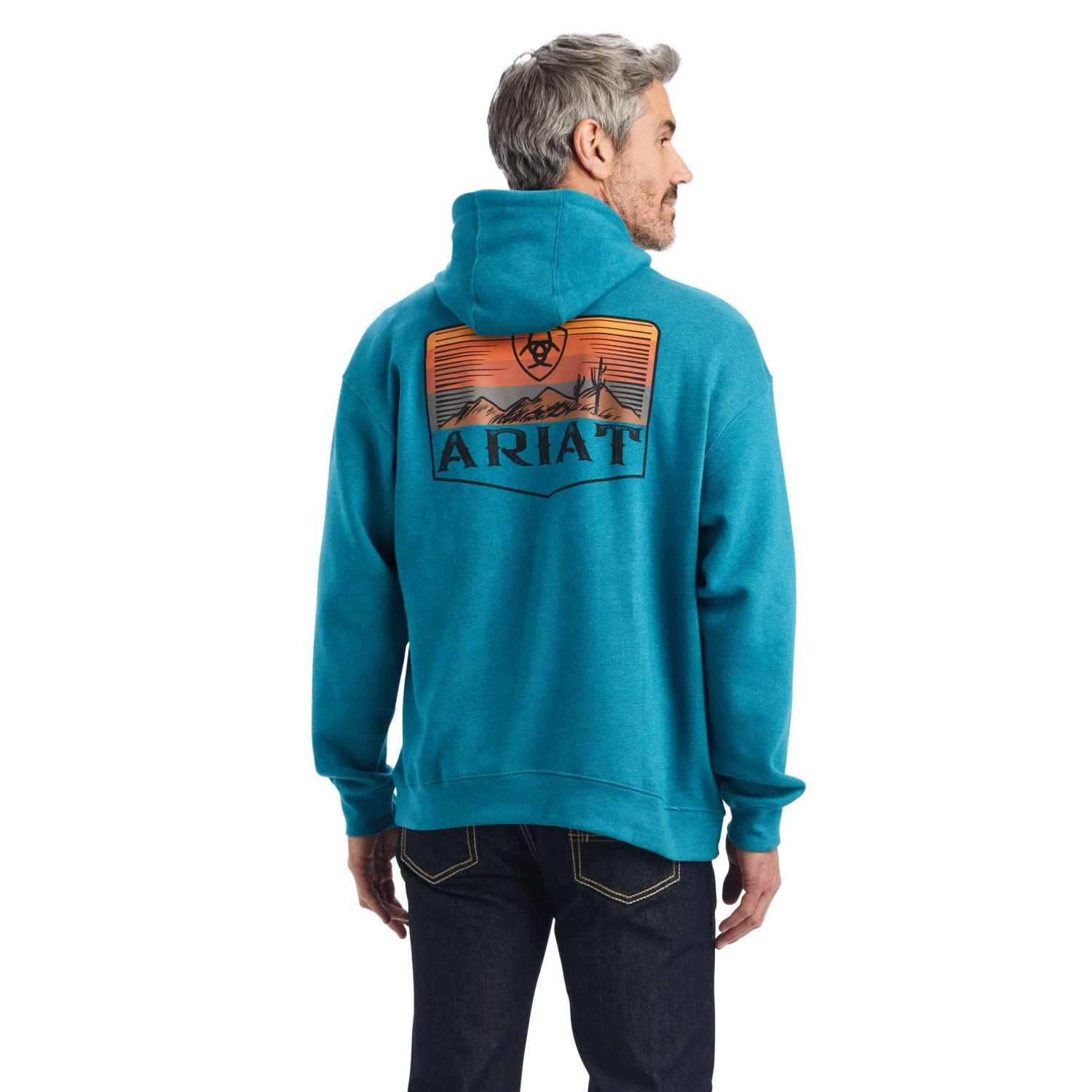 Ariat® Men's Desert Sun Ocean Depths Hooded Sweatshirt 10041726 1 Ariat® Men's Desert Sun Ocean Depths Hooded Sweatshirt 10041726
