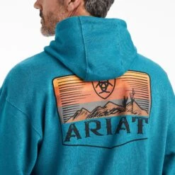 Ariat® Men's Desert Sun Ocean Depths Hooded Sweatshirt 10041726 6 Ariat® Men's Desert Sun Ocean Depths Hooded Sweatshirt 10041726 -Ariat Shop F22 MNS WEST 10041726 detail01