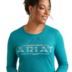 Ariat® Ladies Serape Style Teal Green Heather T-Shirt 10042785 -Ariat Shop F22 WMS WEST 10042785 detail01