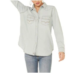 Kimes Ranch Ladies Kaycee Indigo Long Sleeve Snap Shirt KAYCEE-DIM