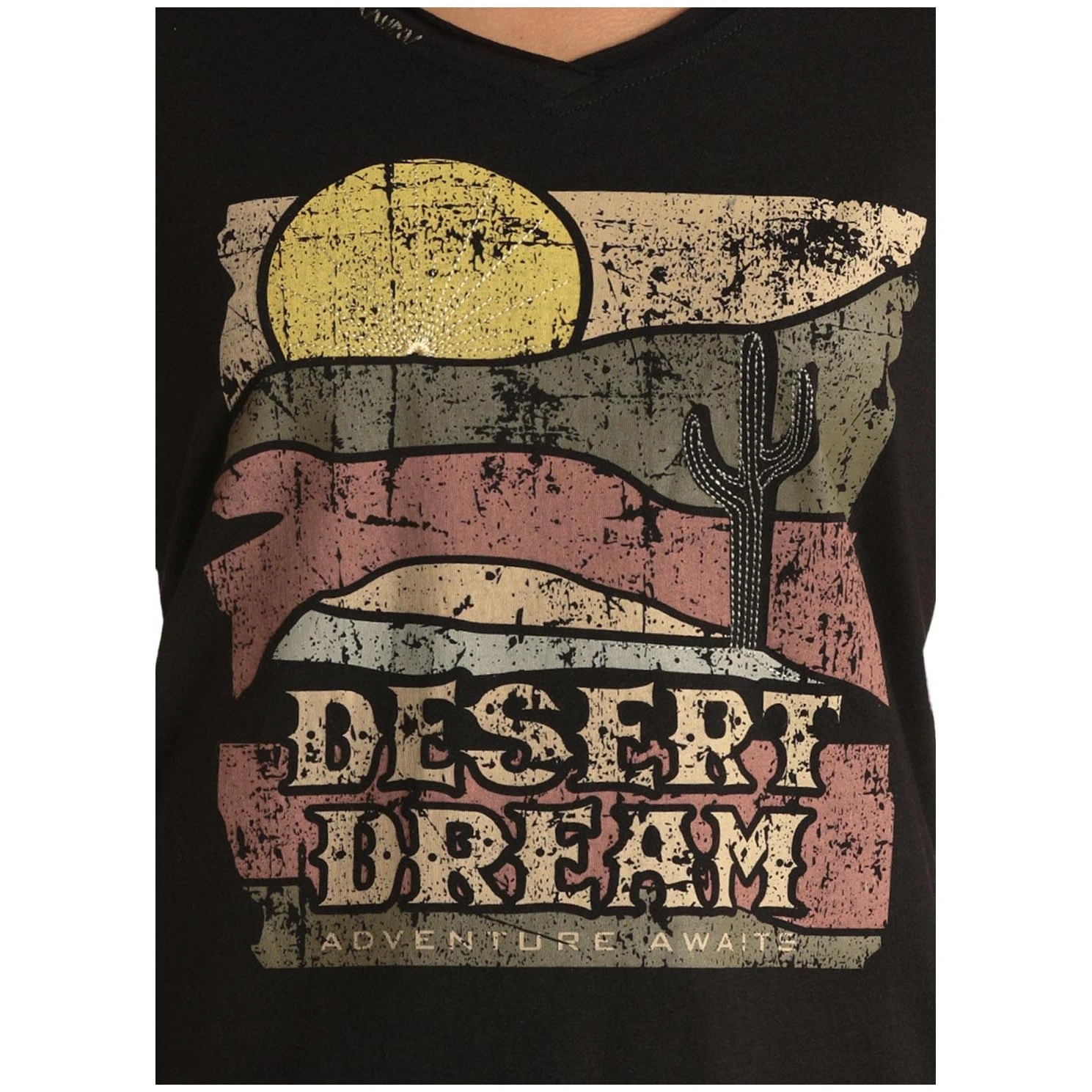 Panhandle White Label Ladies Sunset Desert Print Black T-shirt L8T3473 2 Panhandle White Label Ladies Sunset Desert Print Black T-shirt L8T3473 - Image 2