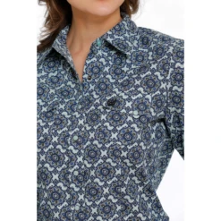 Cinch® Ladies Geometric Dark Blue Snap Down Shirt MSW9201037 -Ariat Shop MSW9201037 2