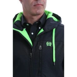 Cinch Men's Black Logo Softshell Hooded Bonded Jacket MWJ1524001 7 Cinch Men's Black Logo Softshell Hooded Bonded Jacket MWJ1524001 -Ariat Shop MWJ1524001 4