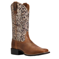 Ariat Ladies Round Up Pearl Brown & Leopard Wide Square 10040363