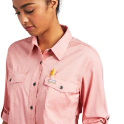 Ariat® Ladies Rebar VentTEK Summer Melon Button Down Shirt 10039481 7 Ariat® Ladies Rebar VentTEK Summer Melon Button Down Shirt 10039481 -Ariat Shop RE5
