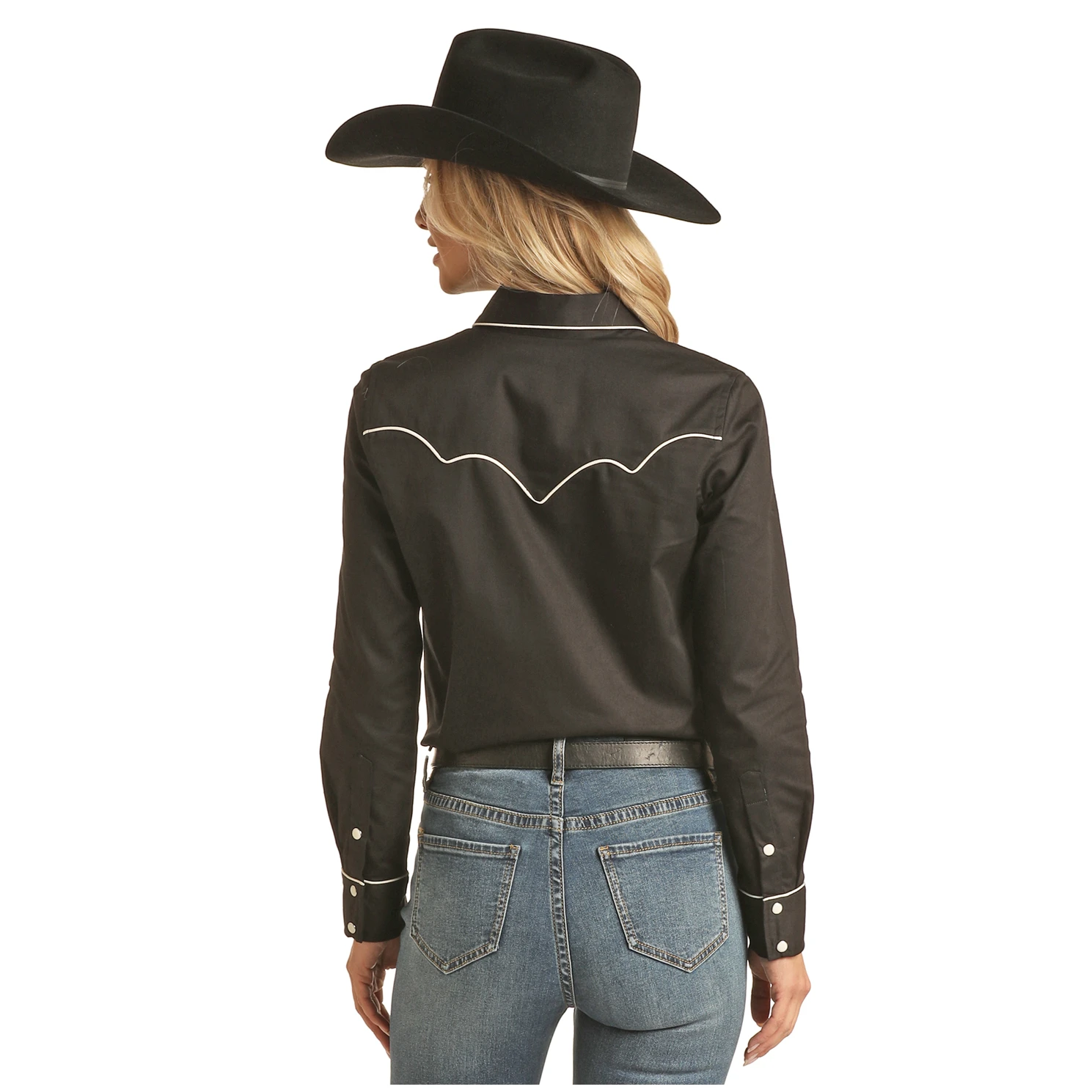 Rock & Roll® Ladies Retro Piping Black Snap Shirt RRWSOSR0BS-01 2 Rock & Roll® Ladies Retro Piping Black Snap Shirt RRWSOSR0BS-01 - Image 2