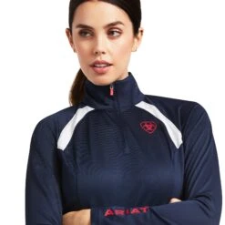 Ariat® Ladies Sunstopper 2.0 1/4 Zip Navy Baselayer Shirt 10039184 -Ariat Shop S22 WMS ENGL 10039184 detail02