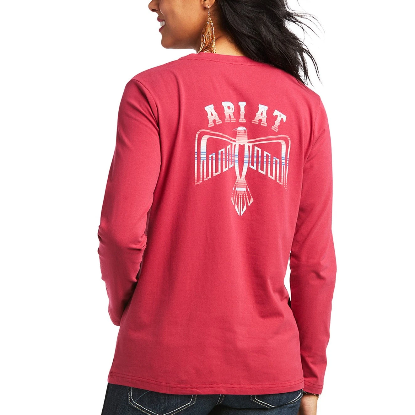 Ariat® Ladies Serape Thunderbird Red Bud Long Sleeve T-Shirt 10039781 2 Ariat® Ladies Serape Thunderbird Red Bud Long Sleeve T-Shirt 10039781 - Image 2
