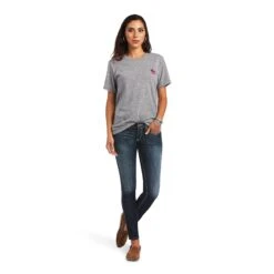 Ariat® Ladies Singing The Blues Charcoal Grey T-Shirt 10040511 -Ariat Shop S22 WMS WEST 10040511 full