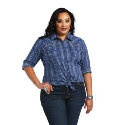 Ariat® Ladies REAL™ Darling Chambray Dobby Shirt 10040625 -Ariat Shop S22 WMS WEST 10040625 front plus Copy