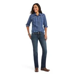 Ariat® Ladies REAL™ Darling Chambray Dobby Shirt 10040625 -Ariat Shop S22 WMS WEST 10040625 full