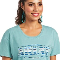 Ariat® Ladies Rough Serape Heather Oil Blue Graphic T-shirt 10040912 6 Ariat® Ladies Rough Serape Heather Oil Blue Graphic T-shirt 10040912 -Ariat Shop S22 WMS WEST 10040912 detail01