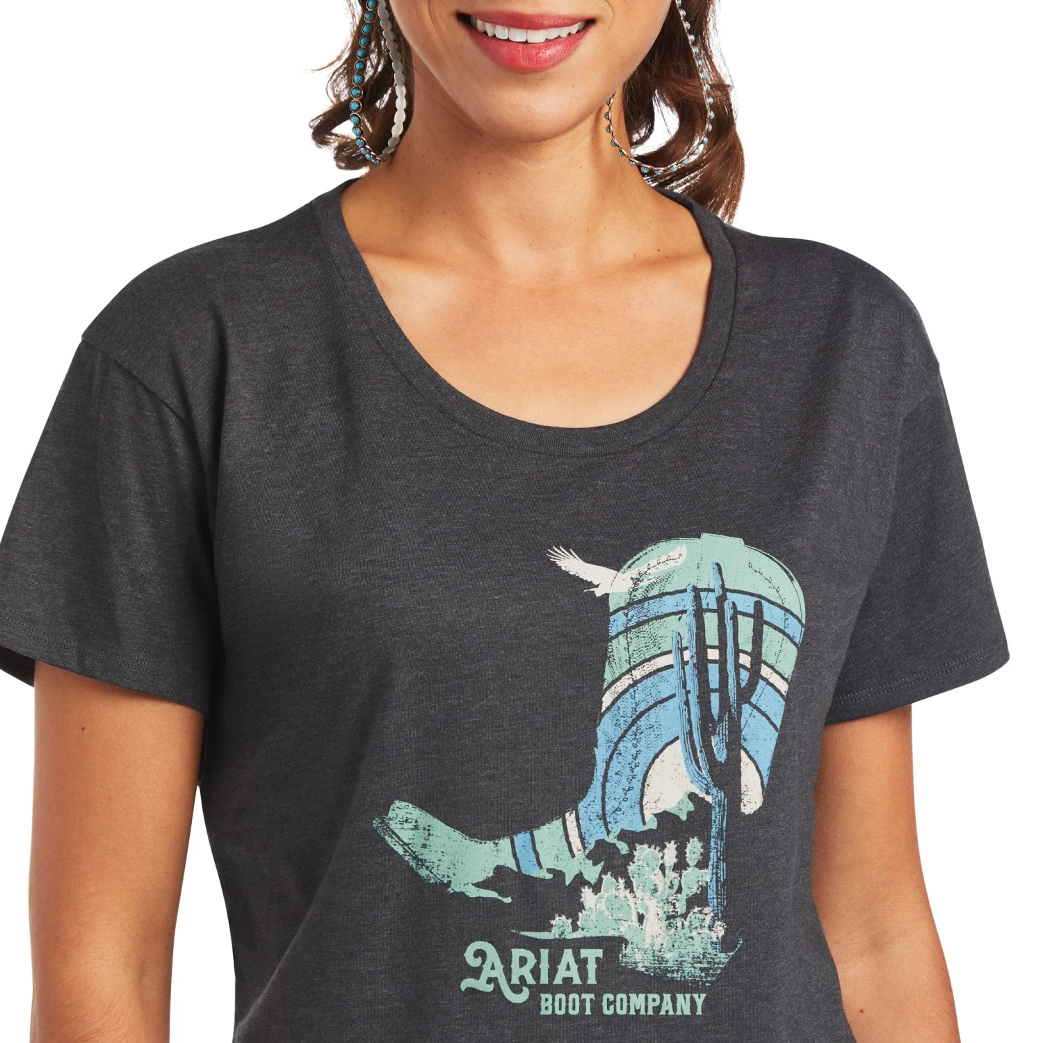 Ariat® Ladies Soaring Boot Charcoal Heather Graphic T-shirt 10040963 4 Ariat® Ladies Soaring Boot Charcoal Heather Graphic T-shirt 10040963 - Image 4
