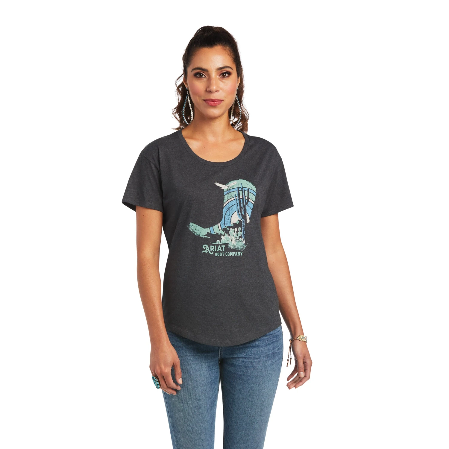 Ariat® Ladies Soaring Boot Charcoal Heather Graphic T-shirt 10040963 1 Ariat® Ladies Soaring Boot Charcoal Heather Graphic T-shirt 10040963