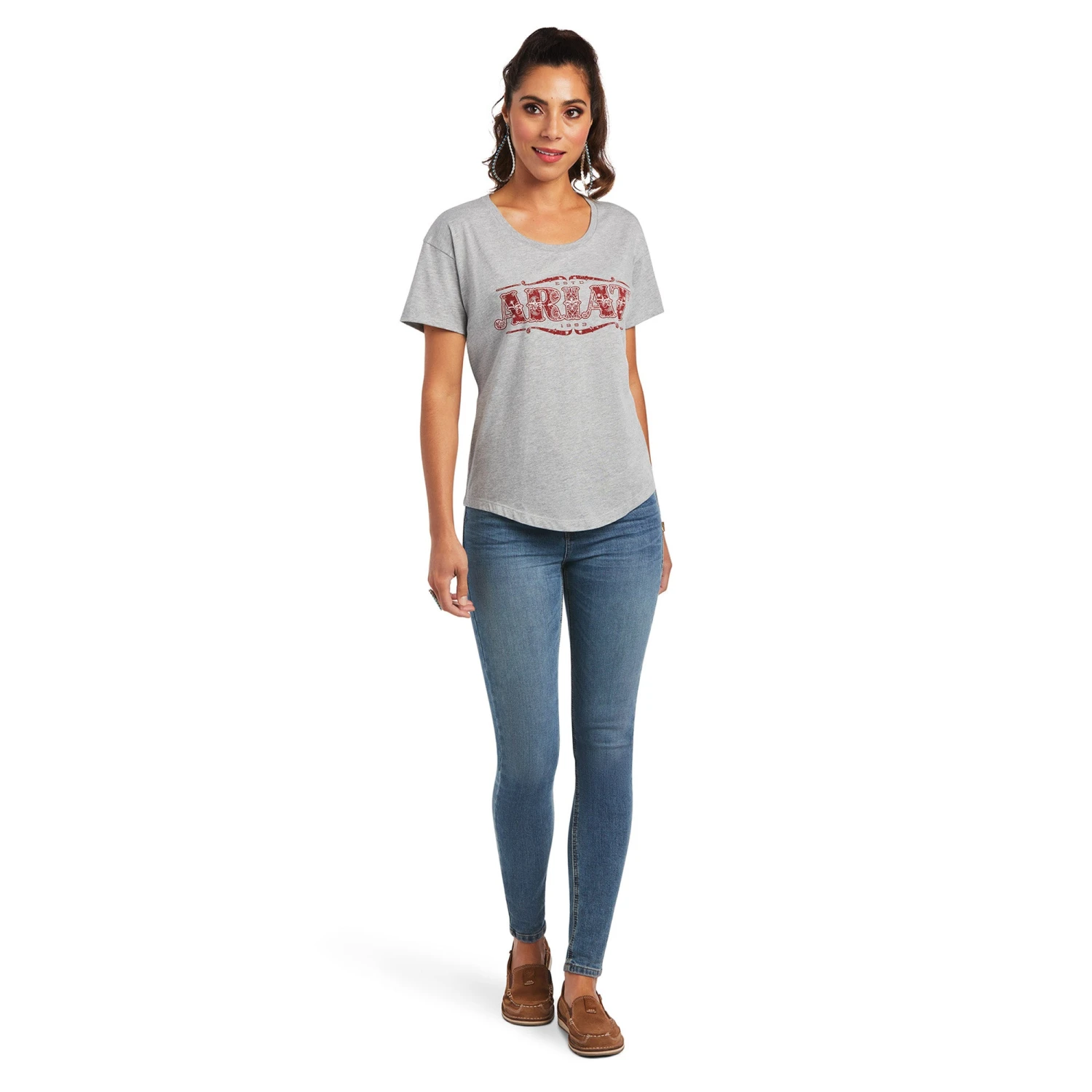 Ariat® Ladies Bandana Logo Heather Grey Graphic T-shirt 10040966 3 Ariat® Ladies Bandana Logo Heather Grey Graphic T-shirt 10040966 - Image 3