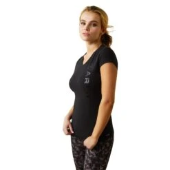 AriatĀ® Ladies Vertical Logo Black T-Shirt 10043380