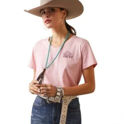 Ariat® Ladies R.E.A.L™ Grazin Graphic Coral Blush T-Shirt 10043410 5 Ariat® Ladies R.E.A.L™ Grazin Graphic Coral Blush T-Shirt 10043410 -Ariat Shop S23 WMS WEST 10043410 front