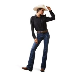 Ariat® Ladies VentTEK™ Stretch Black Button Down Shirt 10043494 -Ariat Shop S23 WMS WEST 10043494 full