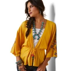 Ariat® Ladies Carmen York Yellow Top 10043667 -Ariat Shop S23 WMS WEST 10043667 front